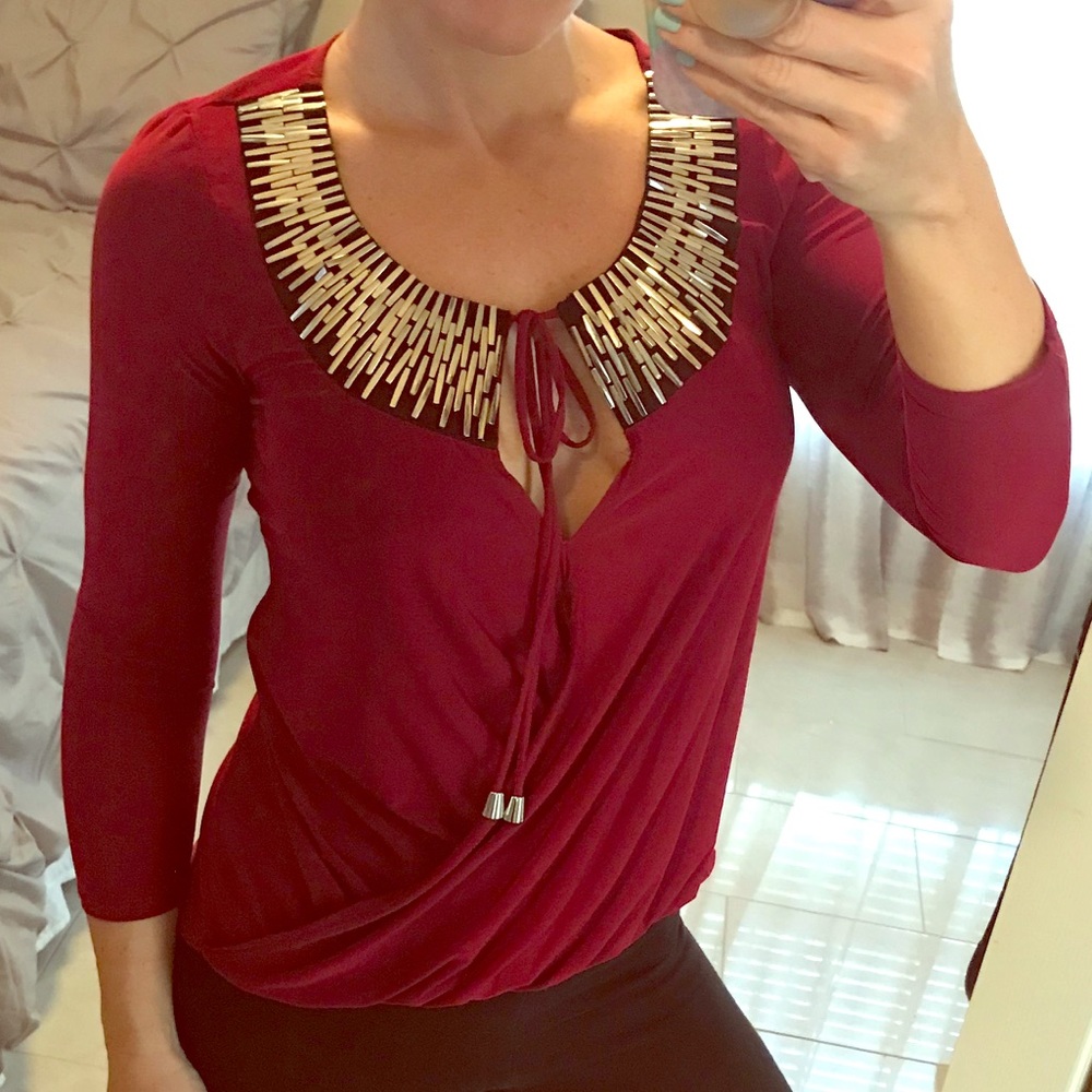 Beaded wrap top